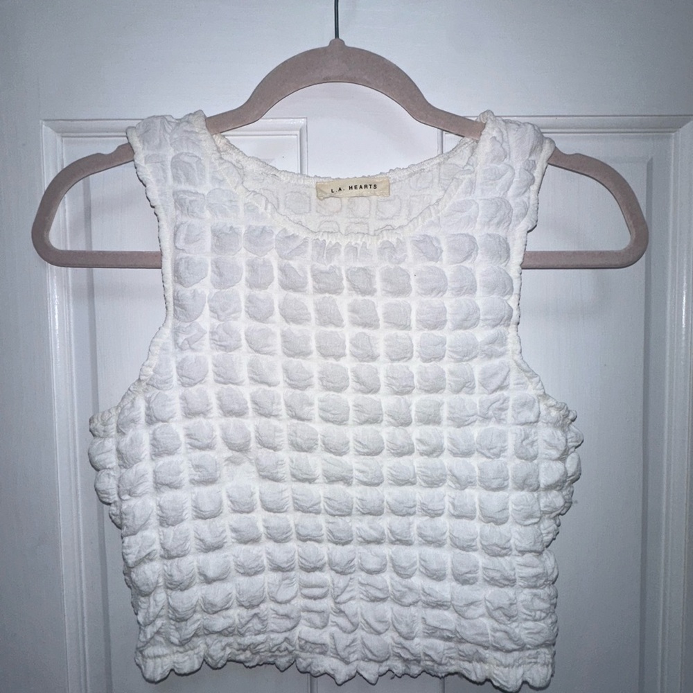 White bubble Crop Top